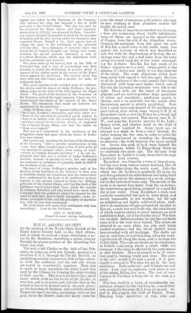 Supreme Court and consular gazette, and law reporter for the Supreme & provincial courts of China & Japan - 