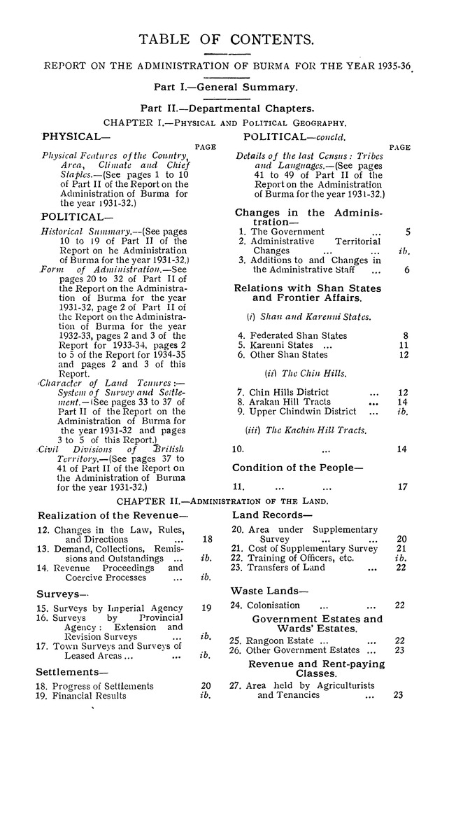 Report on the administration of Burma for the year ... - Page iii