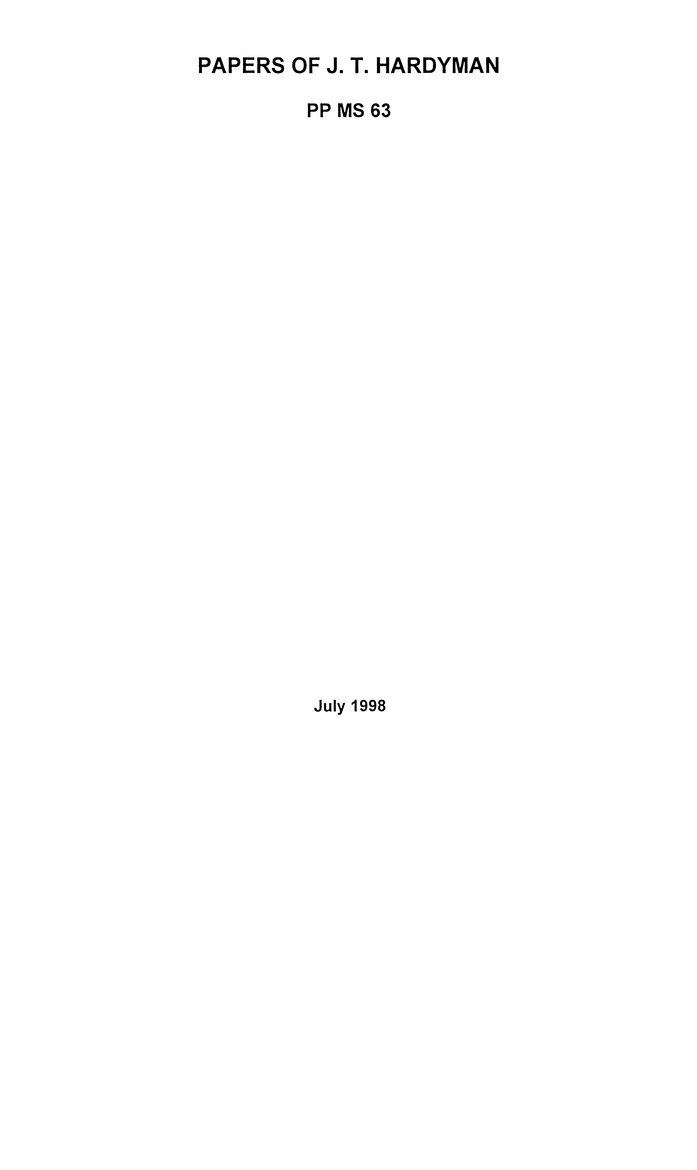 Papers of J. T. Hardyman - Page i