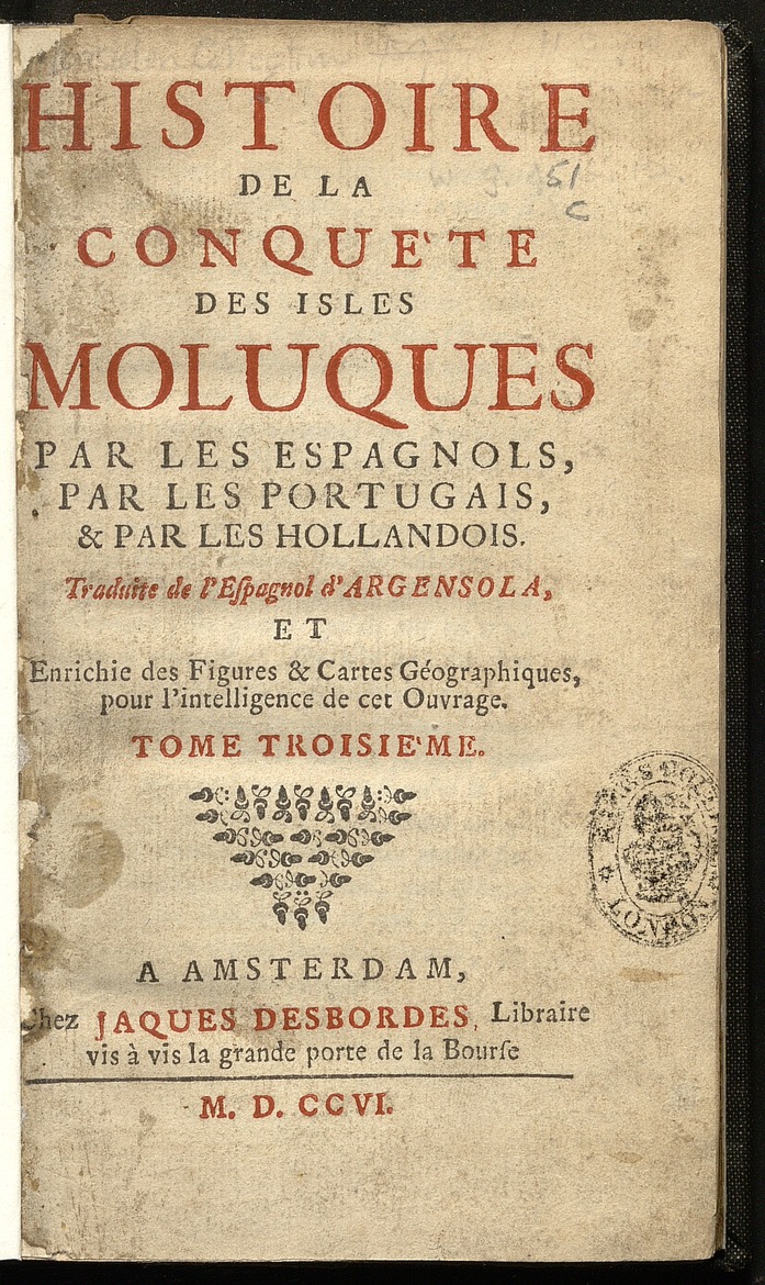 Histoire de la conquéte des isles Moluques par les Espagnols, par les Portugais, & par les Hollandois - Page v