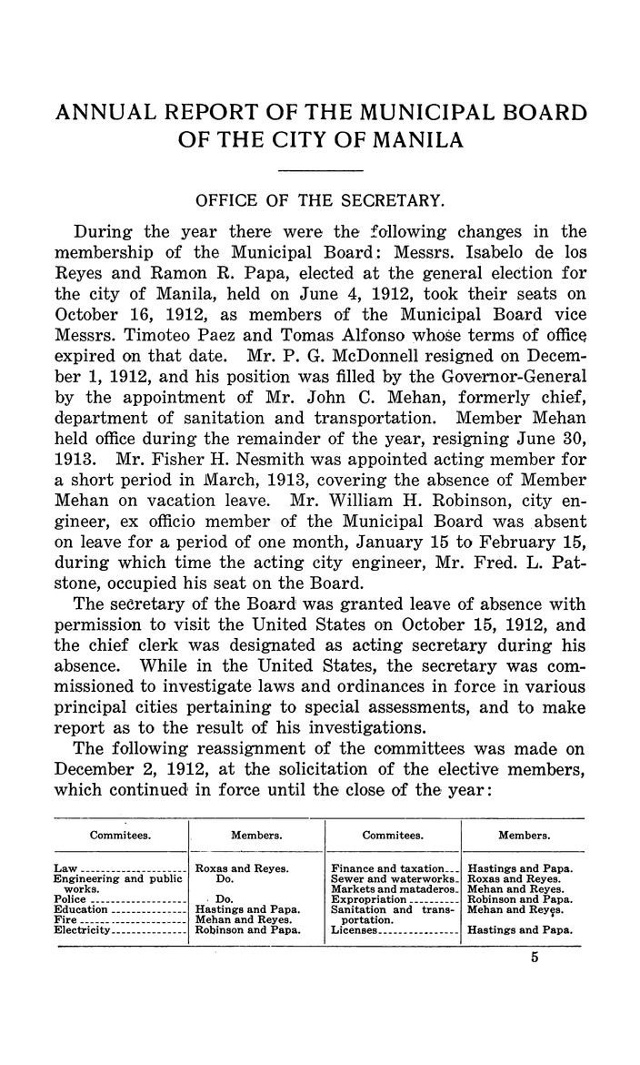 Annual Report of the Municipal Board of the City of Manila, fiscal year ended ... - Page 5