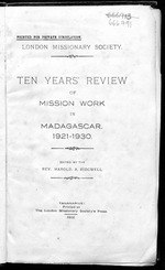 Ten years review of mission work in Madagascar ...