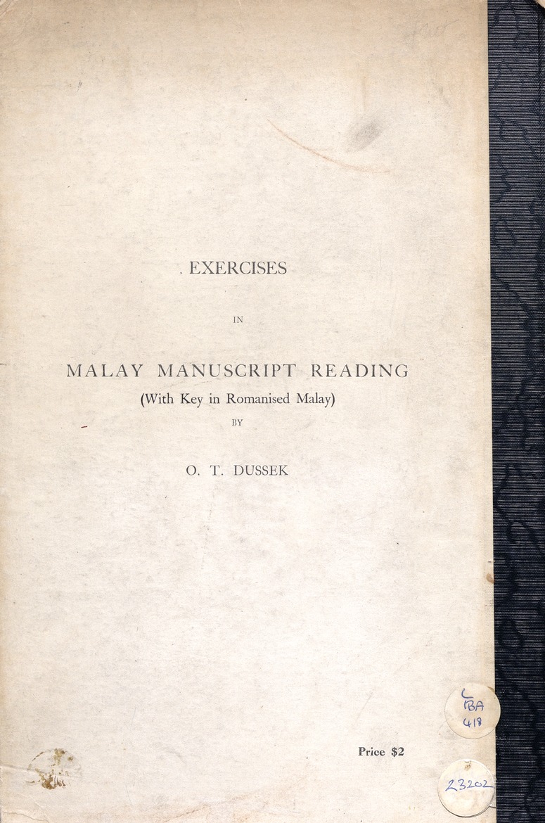 Exercises in Malay manuscript reading, with key in romanised Malay - Page i