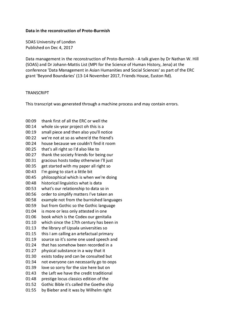 Data in the reconstruction of Proto-Burmish - digital image 1