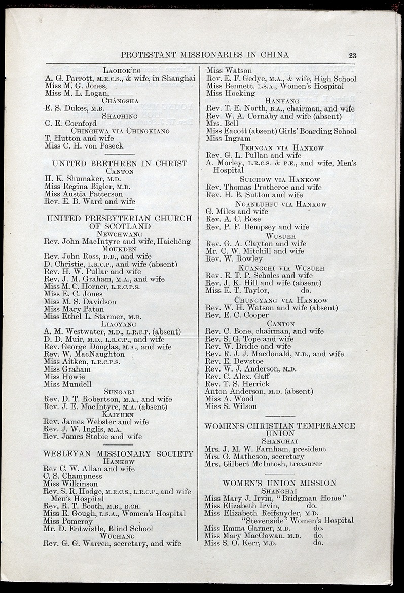 Directory of Protestant Missionaries in China and Japan for the year ... - Page 23