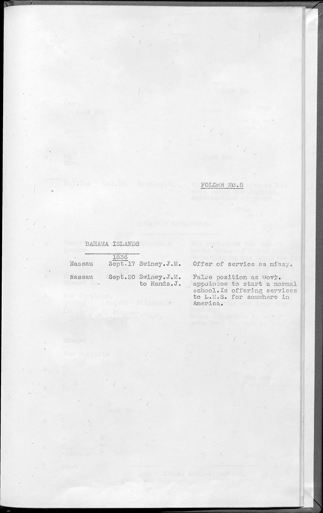 London Missionary Society handlists