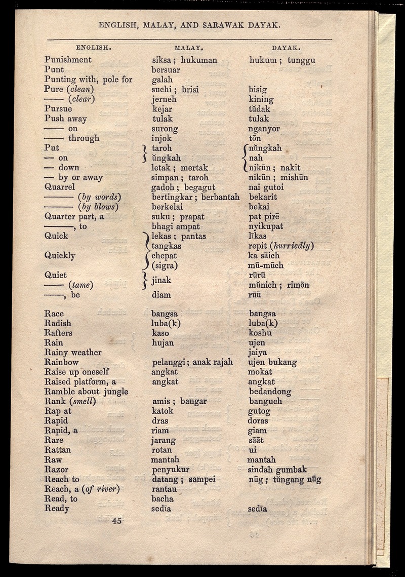 Vocabulary of English, Malay, and Sarawak Dayaks - Page 45