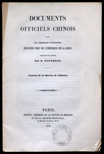 Documents officiels chinois sur les ambassades étrangères envoyées près de l'Empereur de la Chine