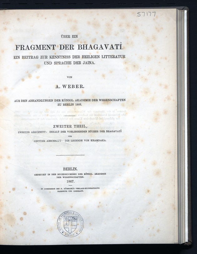 Über ein Fragment der Bhagavatî - digital image 1