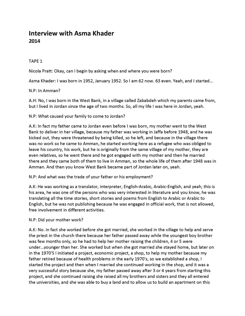 Interview with Asma Khader - 