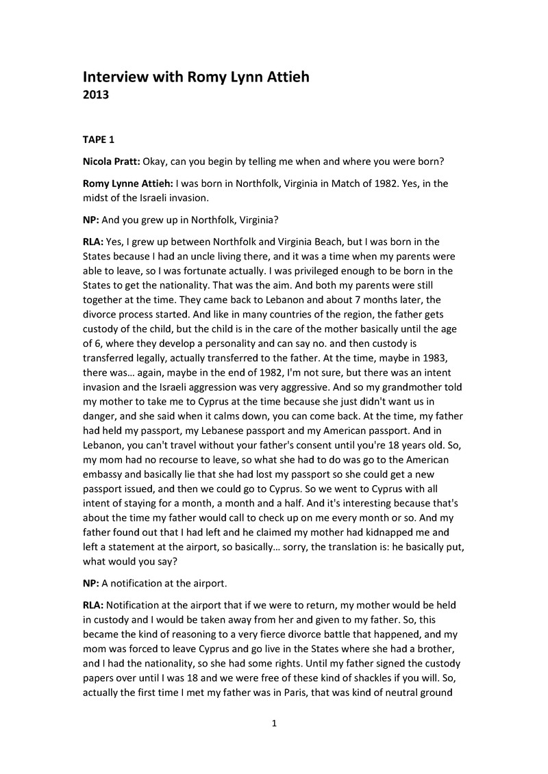 Interview with Romy Lynne Attieh - 