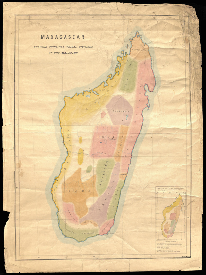 Madagascar showing principal tribal divisions of the Malagasy - 