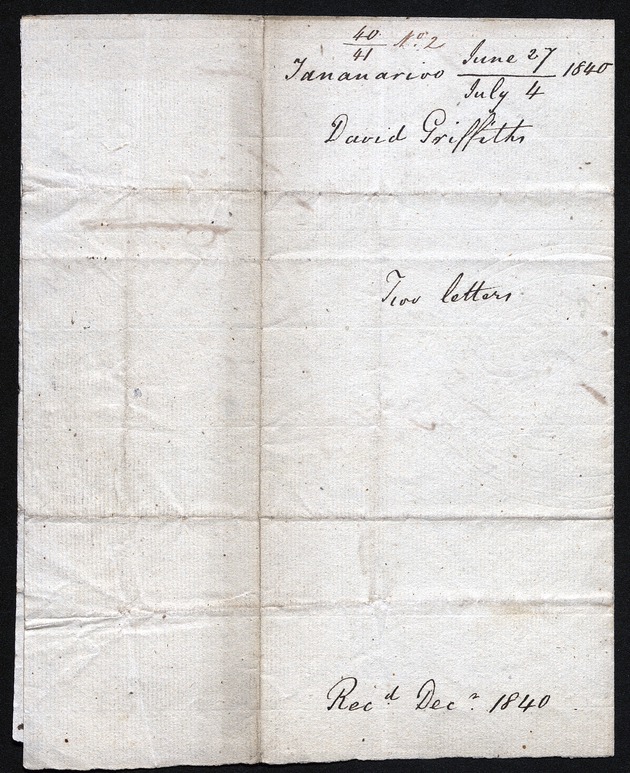 Letter from David Griffiths to L. Powell, dated 27 June 1840, Antananarivo - digital image 4