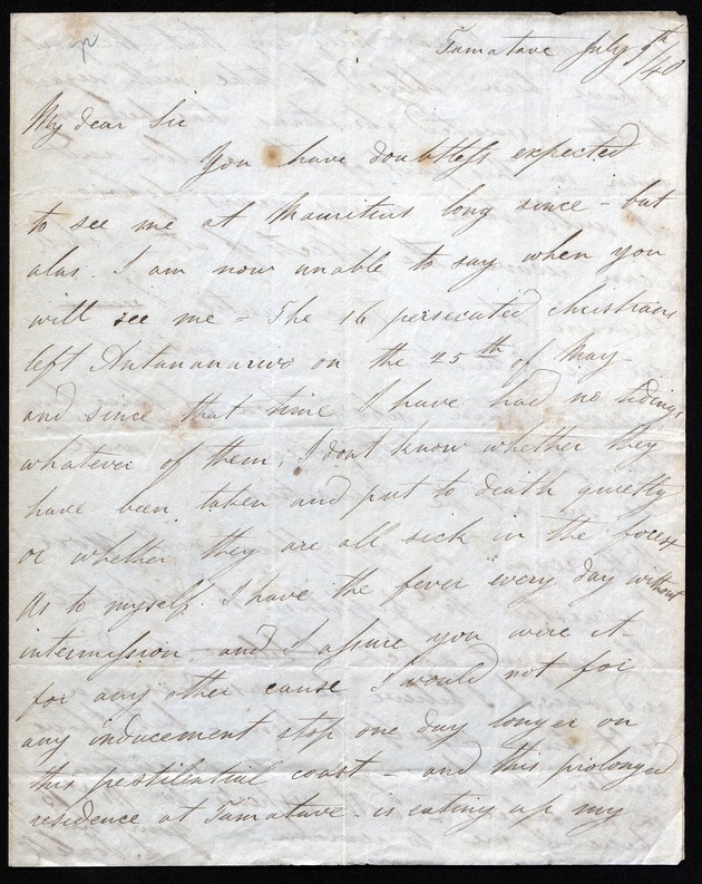 Letter from L. Powell, dated 9 July 1840 , Tamatave [Toamasina] - 