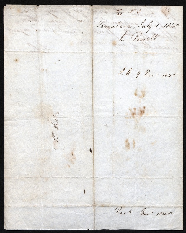Letter from L. Powell, dated 9 July 1840 , Tamatave [Toamasina] - 