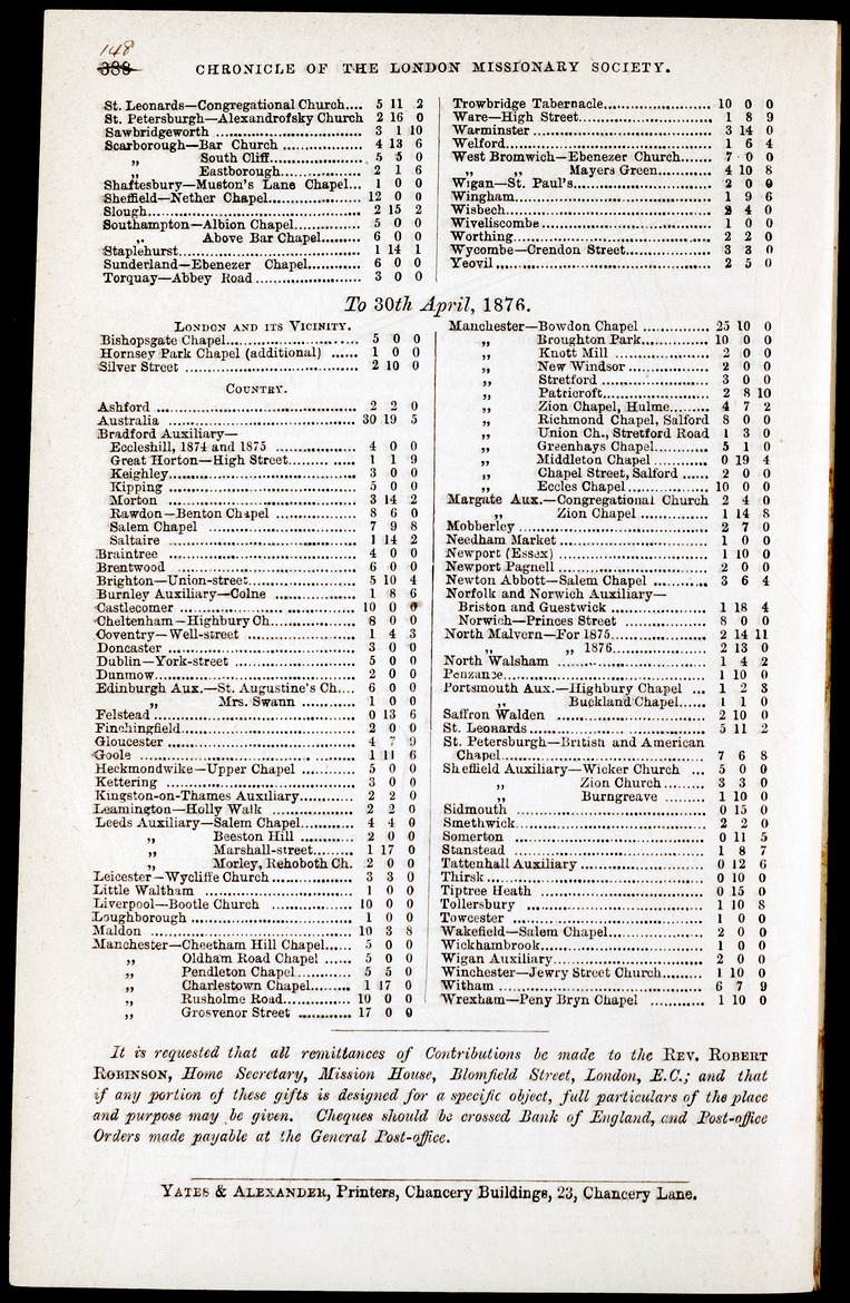 Chronicle of the London Missionary Society - 