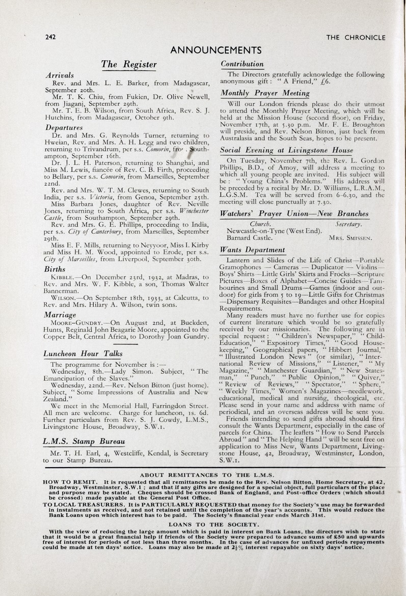 Chronicle of the London Missionary Society - 