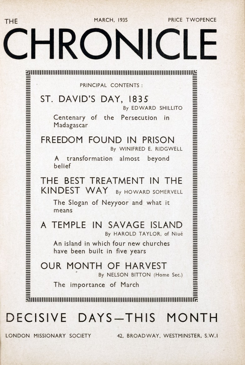 Chronicle of the London Missionary Society - 