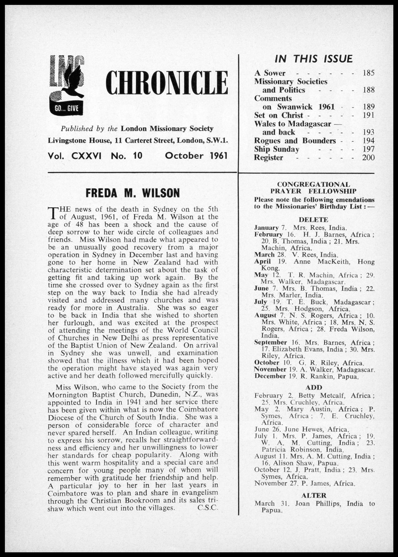 Chronicle of the London Missionary Society - 