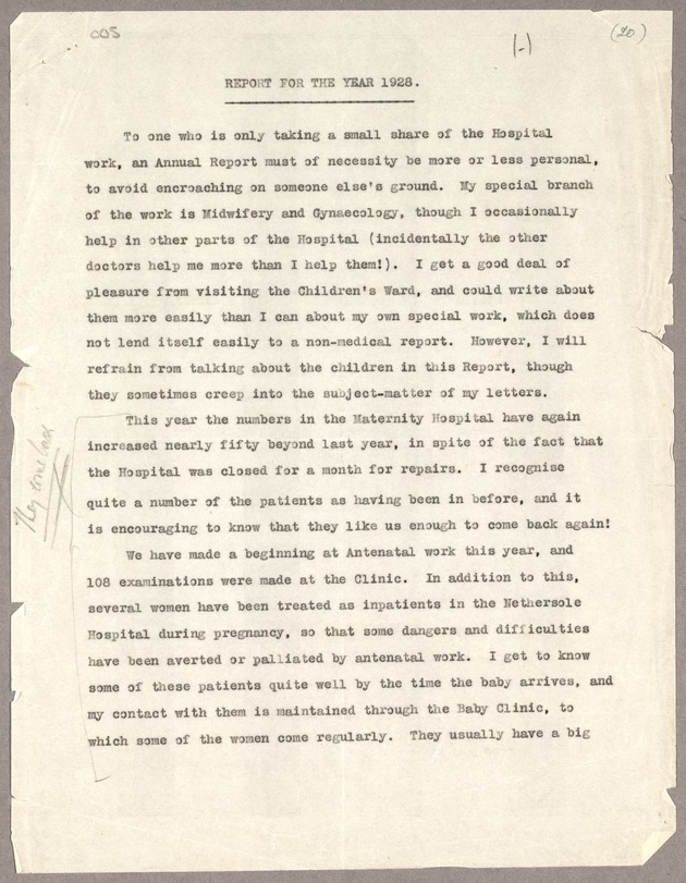 Report by Annie Sydenham, Hong Kong, 11 January 1929 - 