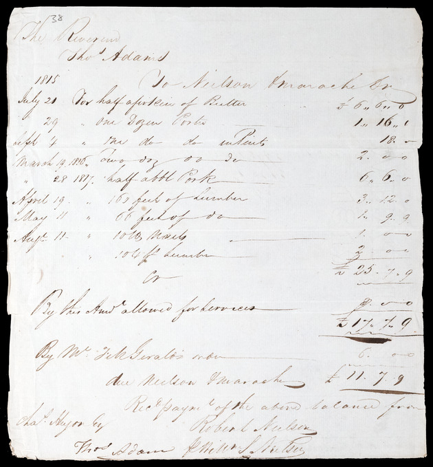 Accounts, Rev Thomas Adam, 1815-1817 - digital image 1