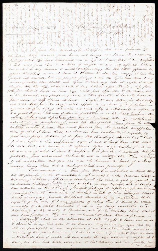 Letter from John Vine, 3 September 1835, Arcadia - digital image 1
