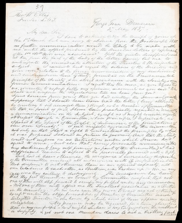 Letter from Joseph Ketley, 27 May 1837, George Town - 