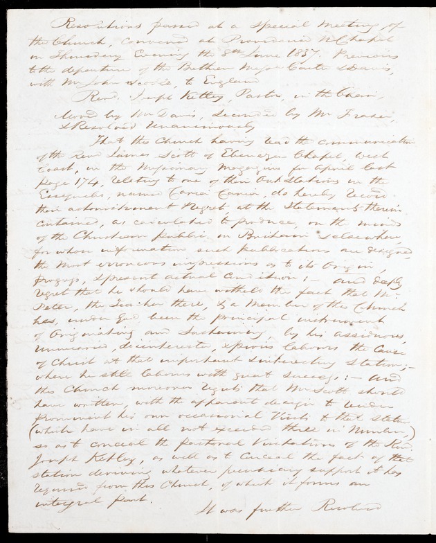 Letter from Joseph Ketley, 09 June 1837, George Town - 