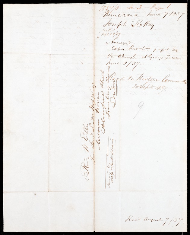 Letter from Joseph Ketley, 09 June 1837, George Town - 