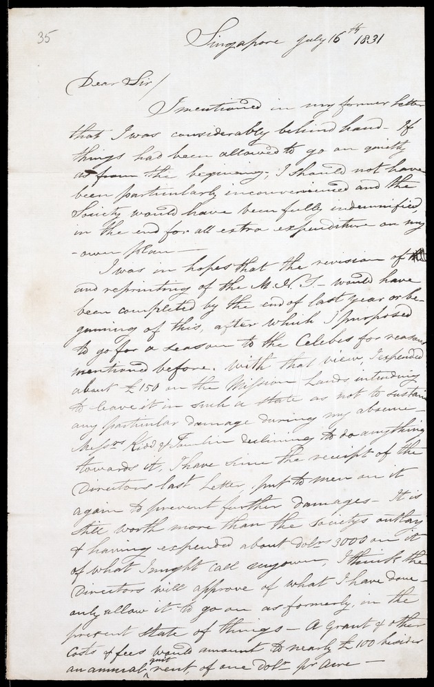 Letter from Claudius Henry Thomsen, 16 July 1831, Singapore - 