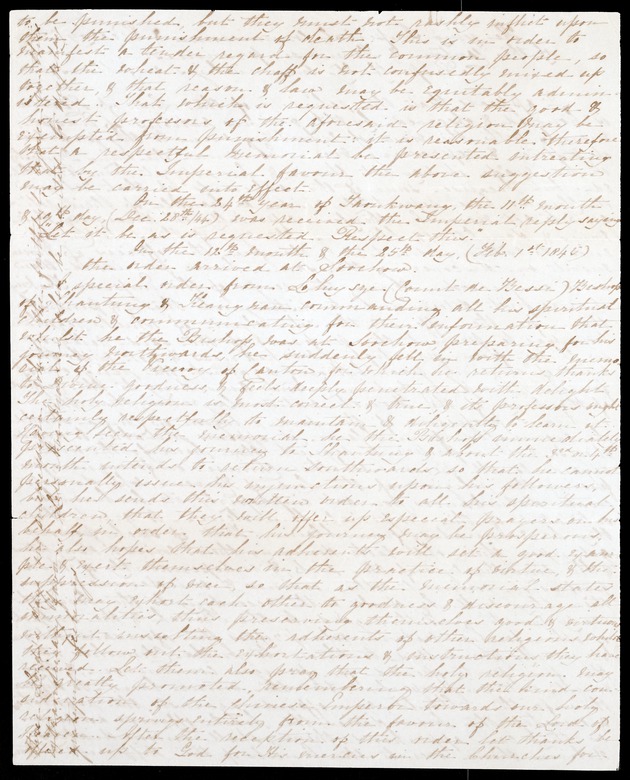 Copy of memorandum from Chinese commissioner to Emperor, regarding toleration of Christian religion at ports, with the Emperor's affirmative reply, March 1845 - 