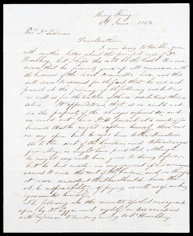 Letter from John Chalmers, 06 June 1853, Hong Kong - 