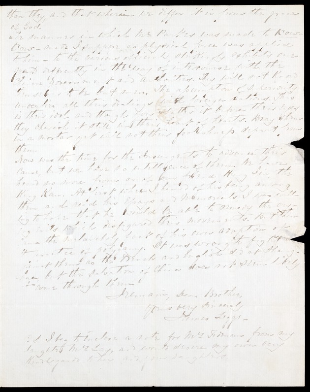 Letter from James Legge, 27 October 1860, Hong Kong - 