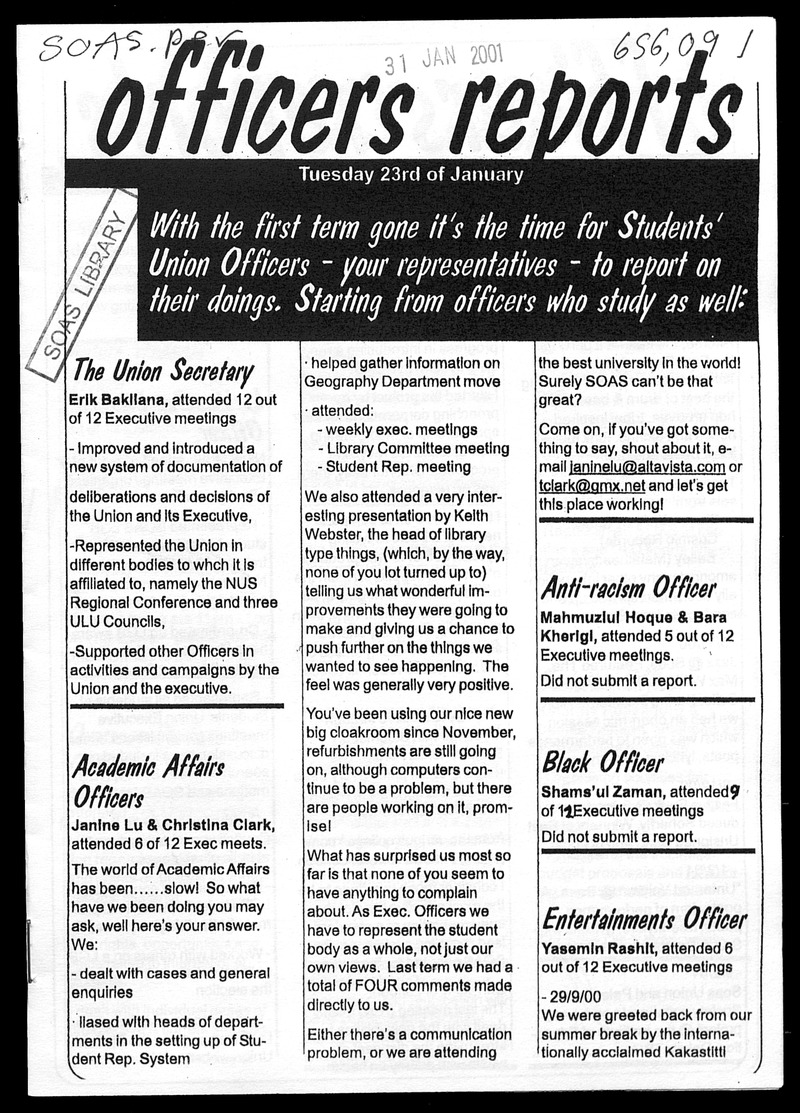 Students' Union officers reports - 