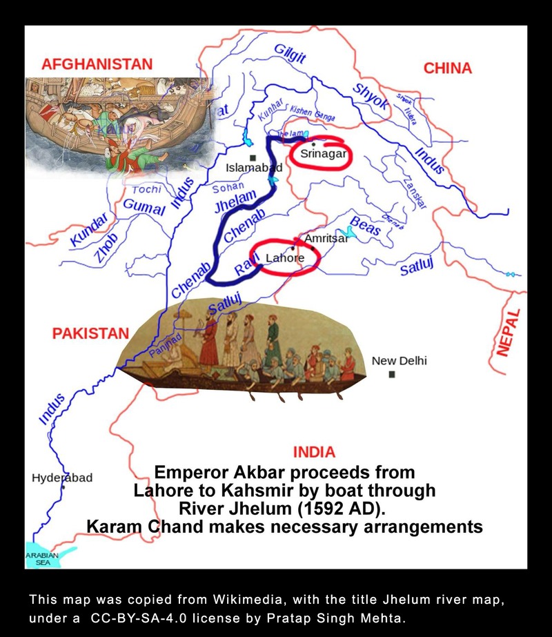 Emperor Akbar proceeds from Lahore to Kahsmir [sic] by boat through River Jhelum (1592 AD) : Karam Chand makes necessary arrangements - Page 1
