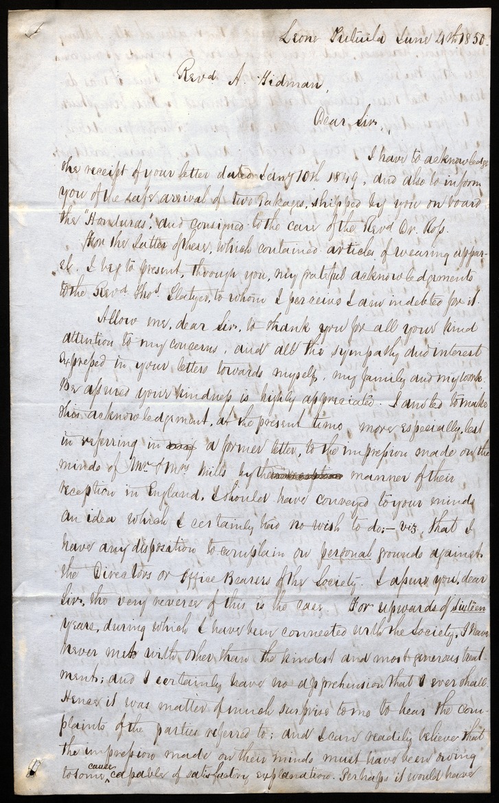 Letter from A. W. (Archibald Wright) Murray dated 1850 June 24 - 