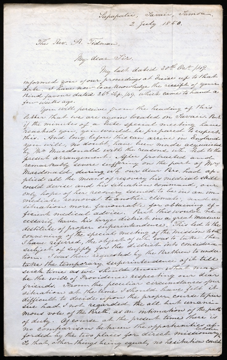 Letter from H. (Henry) Nisbet dated 1850 July 2 - 