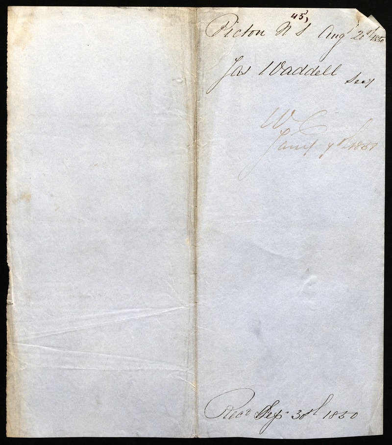 Letter from J. Waddell dated 1850 August 20 - 