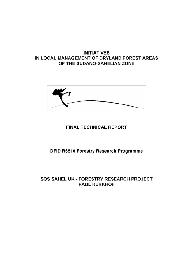 Initiatives in local management of dryland forest areas of the Sudano-Sahelian zone - 