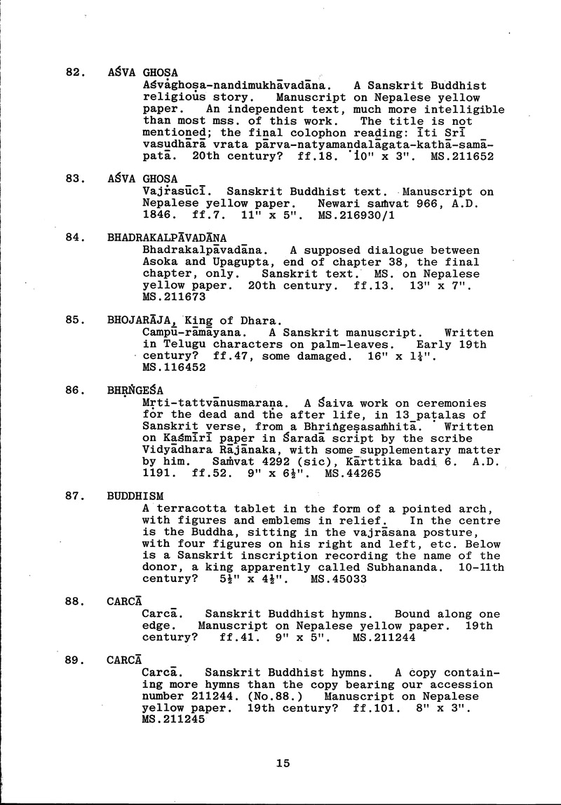 Handlist of the manuscripts in South Asian languages in the Library - 