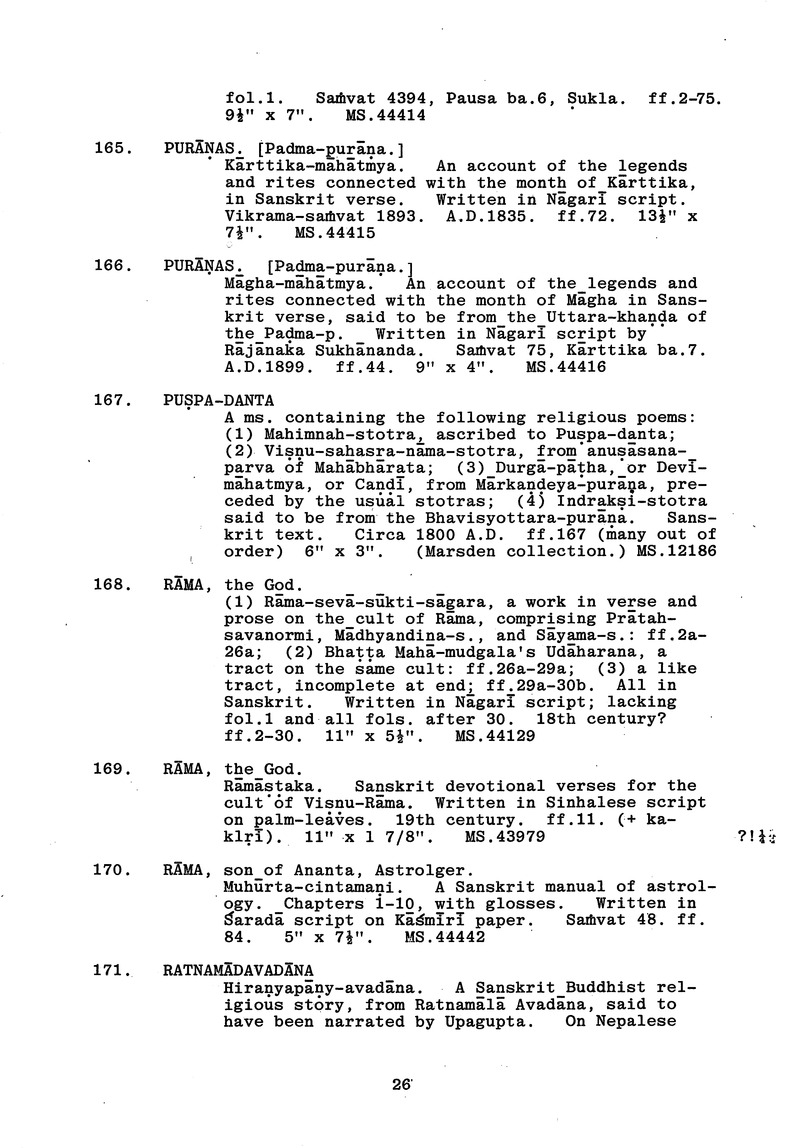 Handlist of the manuscripts in South Asian languages in the Library - 