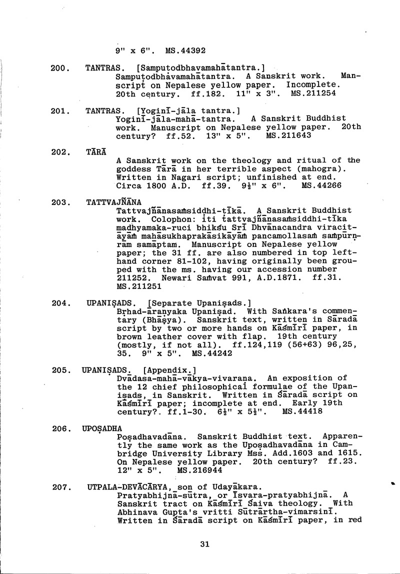 Handlist of the manuscripts in South Asian languages in the Library - 
