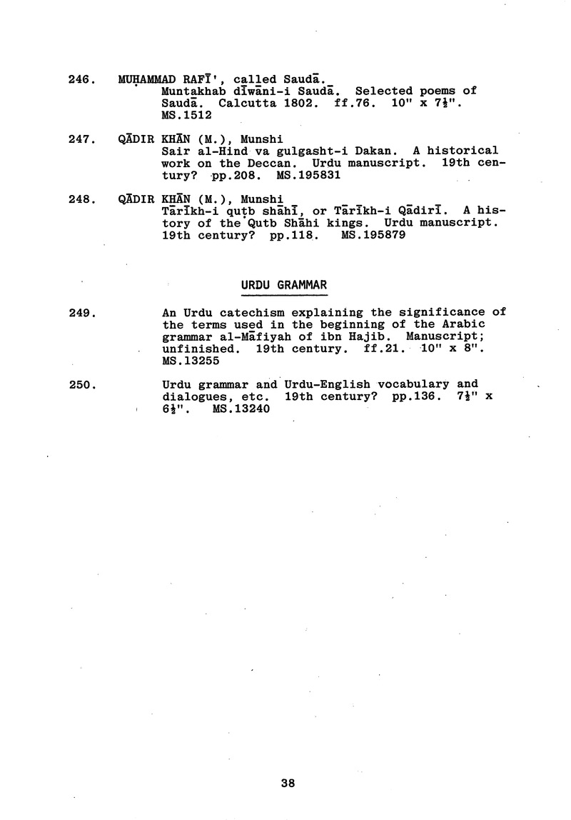 Handlist of the manuscripts in South Asian languages in the Library - 