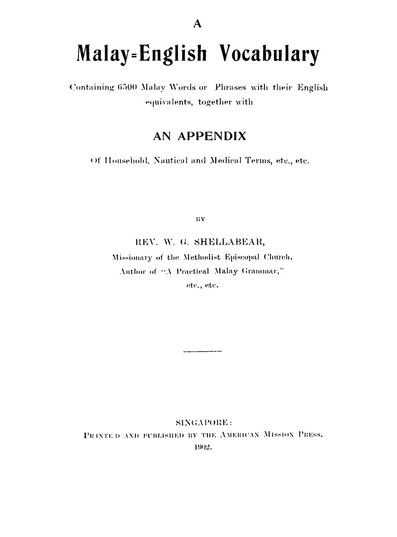 A Malay-English vocabulary - 