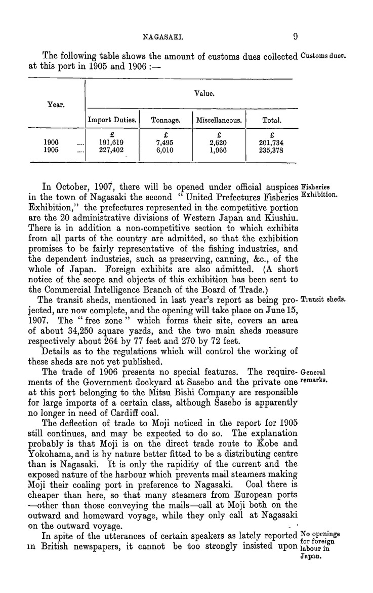 Japan : Report for the year 1906 on the trade of Nagasaki - 