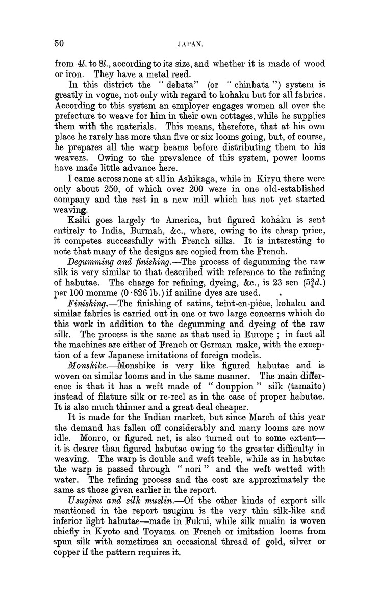 Japan : Reports on the raw silk industry of Japan and on habutae (Japanese manufactured silk) - 