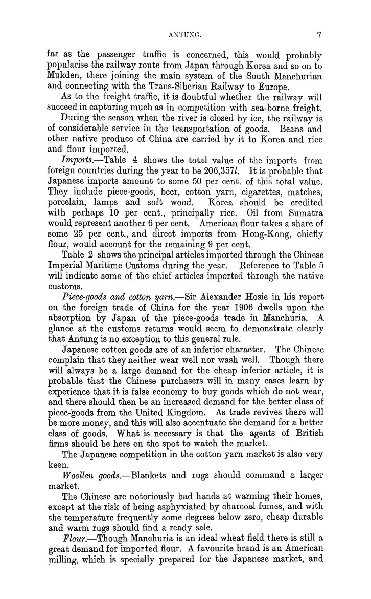 China : Report for the year 1907 on the trade of Antung - 