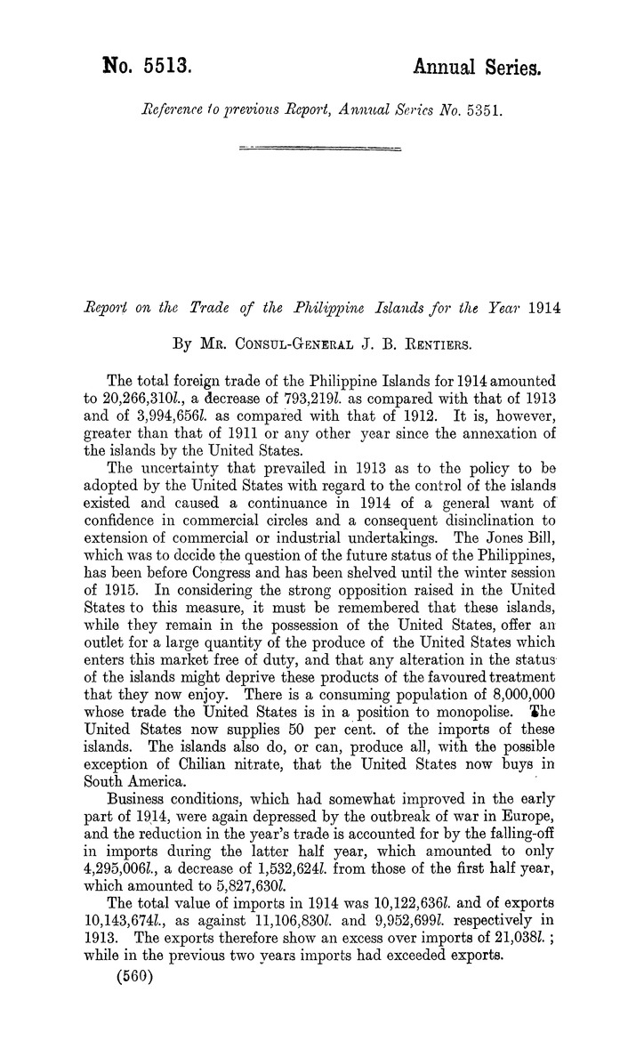 United States : Report for the year 1913 on the trade and commerce of the Philippine Islands - Page 5