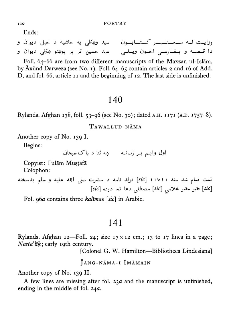 Catalogue of Pashto manuscripts in the libraries of the British Isles - 