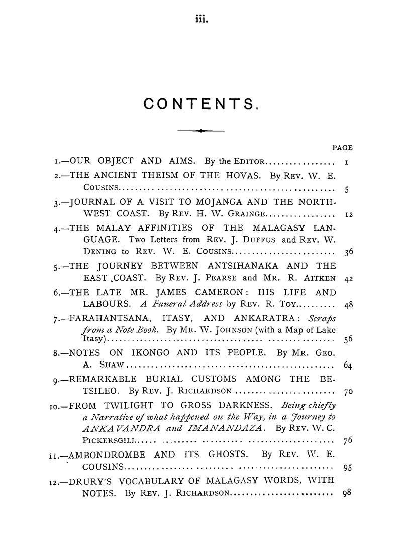 Antananarivo annual and Madagascar magazine - Page iii